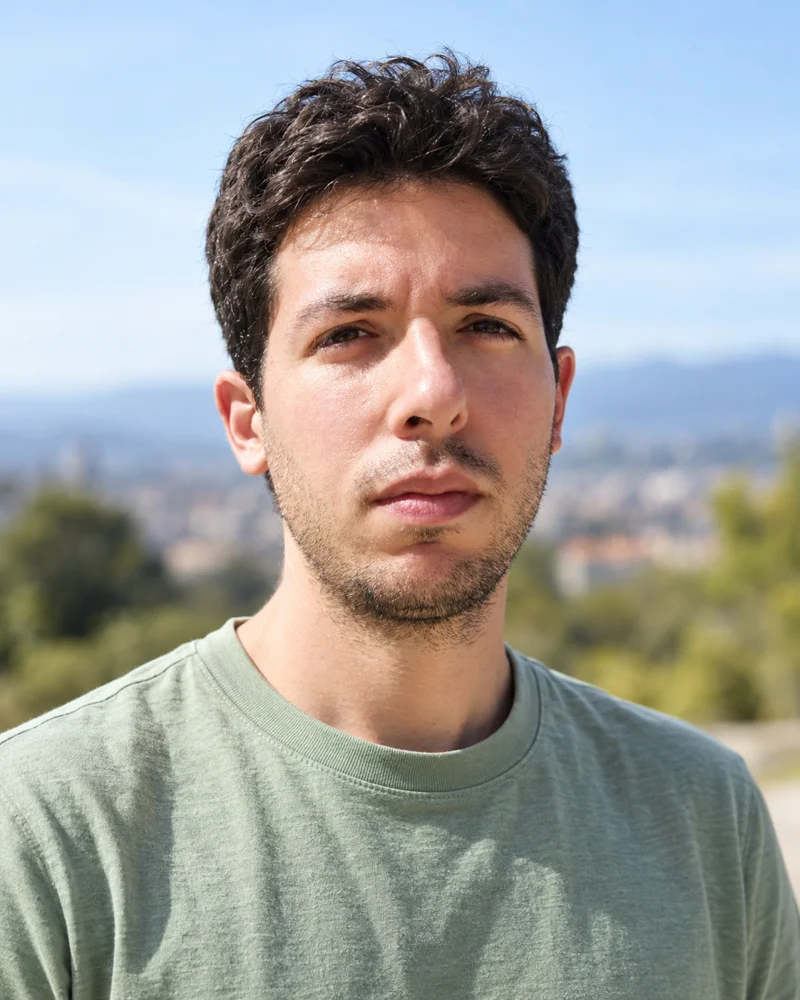 Antonio Pafundi outdoors, wearing a green shirt